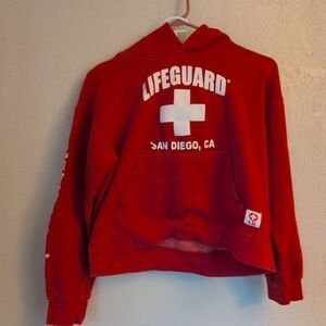 Lifeguard Women’s Hoodie Pullover Sweatshirt & shorts set Small Red California